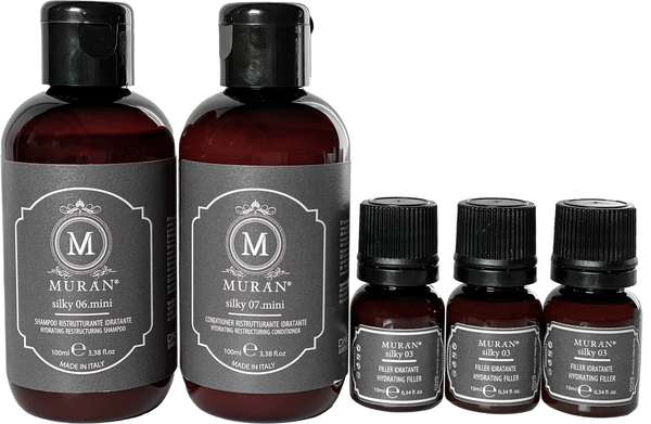 Seidiges Set (Shampoo, Spülung, Feuchtigkeitsspendende Pflege) (100 ml / 100 ml / 3x10 ml)